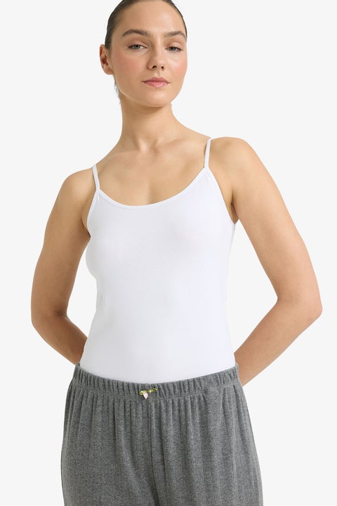White Woman Regular Fit Cotton Tank Top Casual